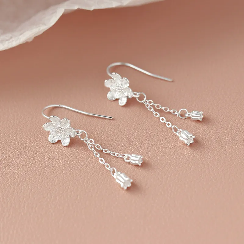 ETAHLOVE Sterling Silver 999 Fine Silver Earrings Women's-4