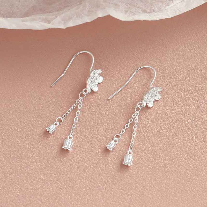 ETAHLOVE Sterling Silver 999 Fine Silver Earrings Women's-3