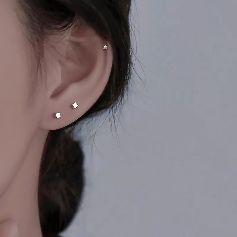 ETAHLOVE Sterling Silver Stud Earrings Unisex-3