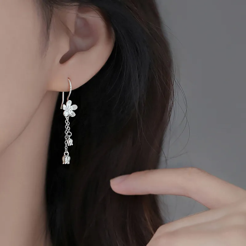 ETAHLOVE Sterling Silver 999 Fine Silver Earrings Women's-1