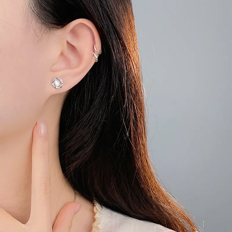 ETAHLOVE Sterling Silver Stud Earrings Women's Couple's Date Girlfriend Birthday Surprise Anniversary Commemoration-1