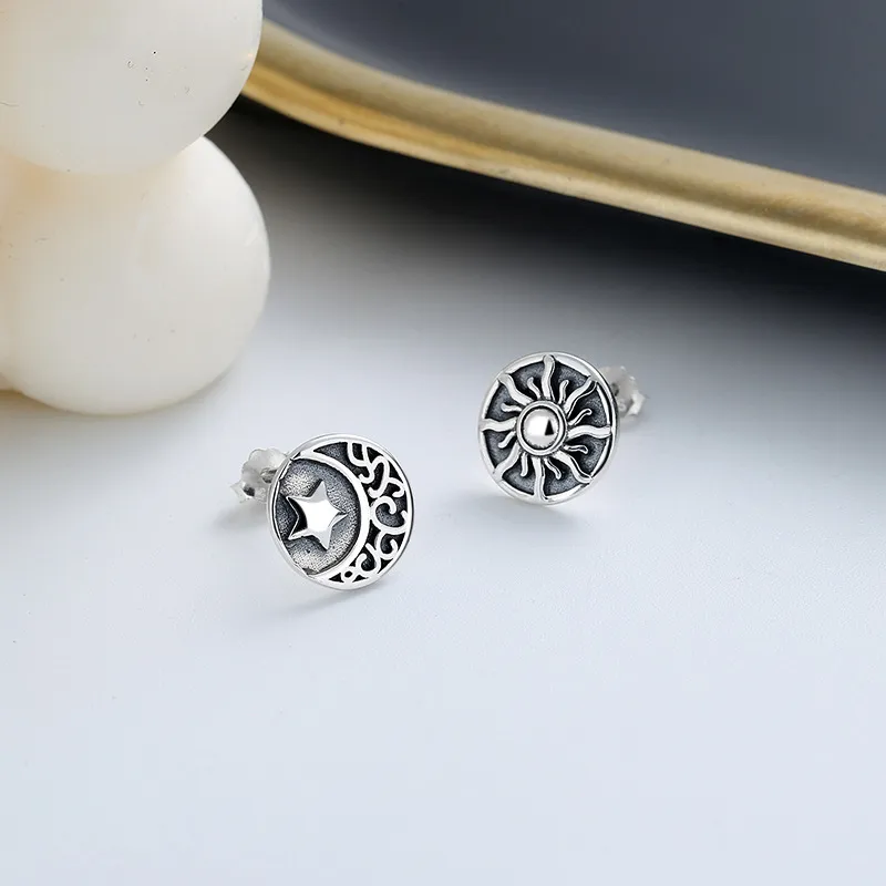 ETAHLOVE S925 Silver Stud Earrings Unisex Anniversary Surprise Gift For Boyfriend And Girlfriend's Birthday-4