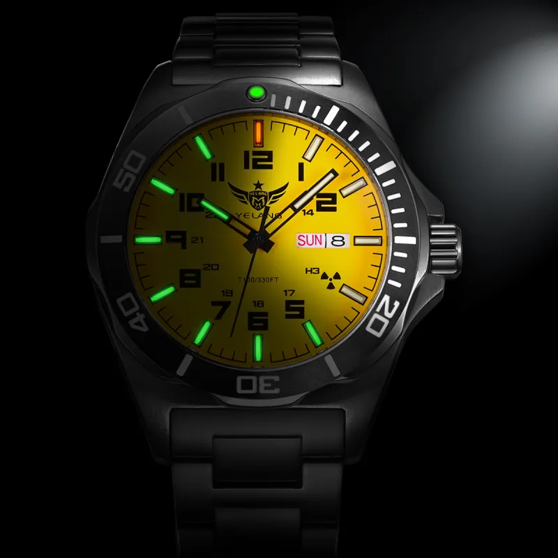YELANG Automatic Mechanical Movement Watch Men's Watches Yellow Watch Dial-2