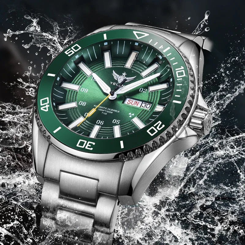 YELANG Automatic Mechanical Movement Stainless Steel Strap Watch Men's Watches Green Dial-5