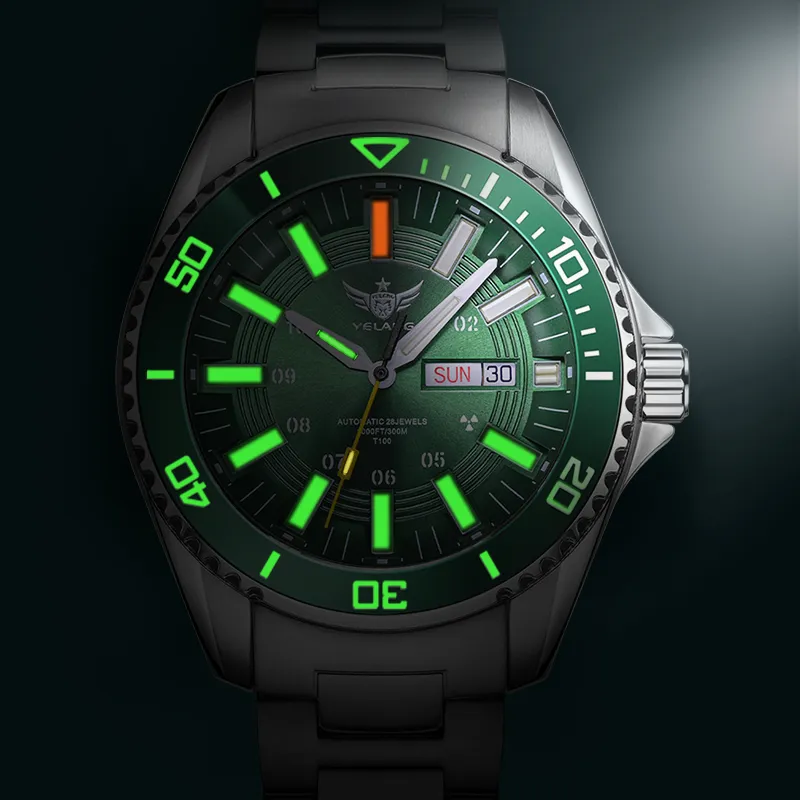 YELANG Automatic Mechanical Movement Stainless Steel Strap Watch Men's Watches Green Dial-4