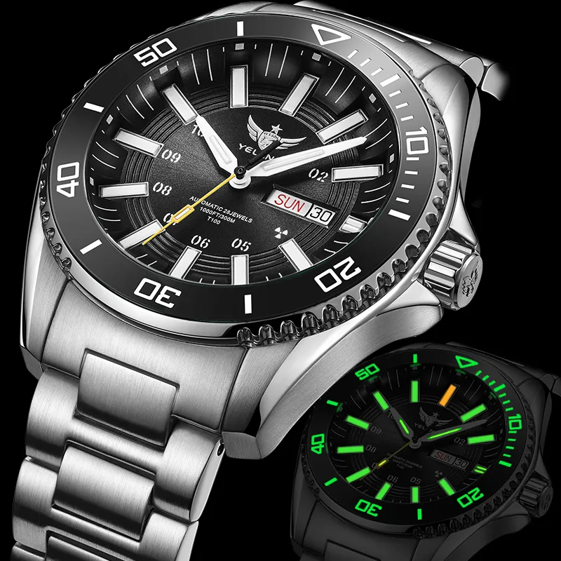 YELANG Automatic Mechanical Movement Stainless Steel Strap Watch Men's Watches Green Dial-10