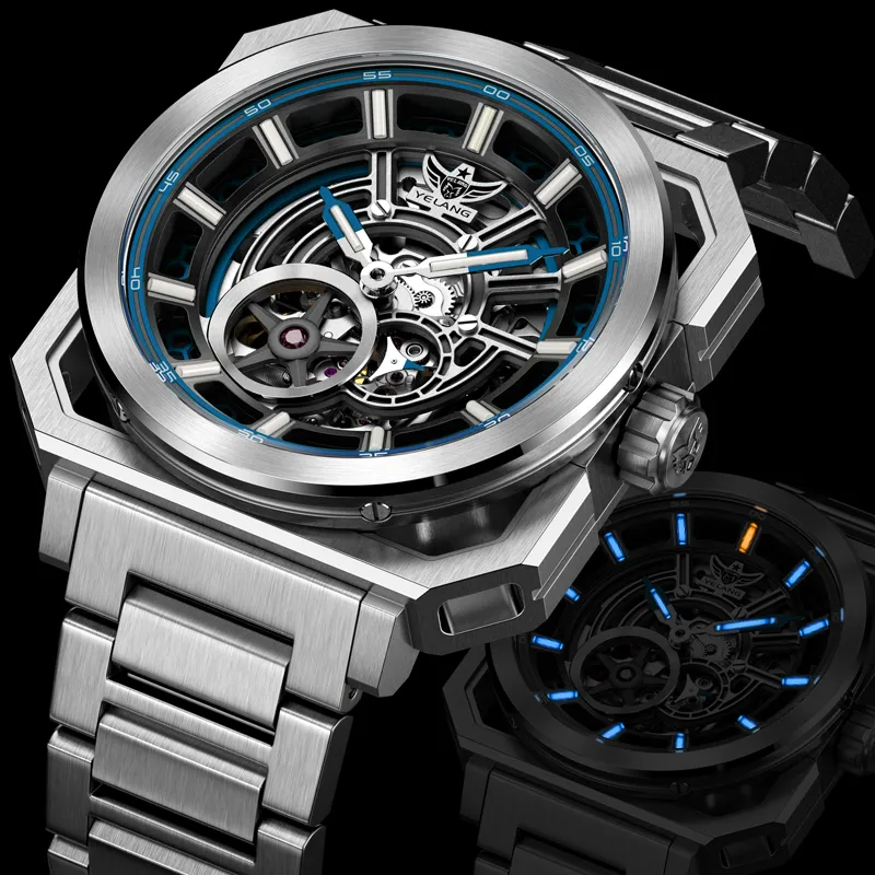 YELANG Automatic Mechanical Movement Stainless Steel Strap Watch Men's Watches Cut-Out Dial-1