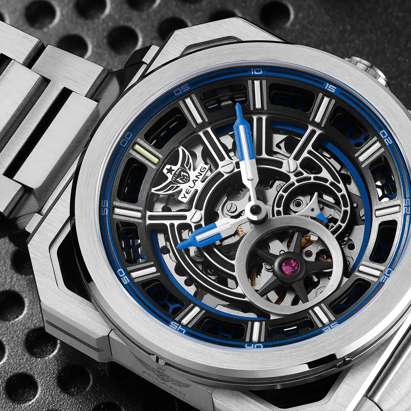 YELANG Automatic Mechanical Movement Stainless Steel Strap Watch Men's Watches Cut-Out Dial-3