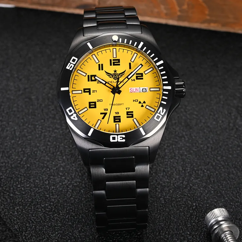 YELANG Automatic Mechanical Movement Watch Men's Watches Yellow Watch Dial-1