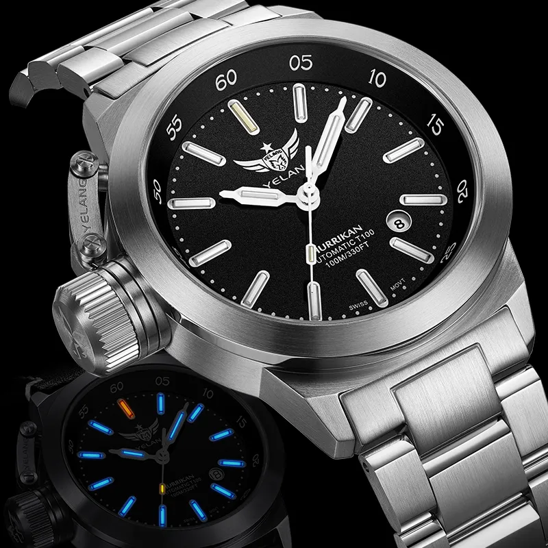 YELANG Automatic Mechanical Movement Stainless Steel Strap Watch Men's Watches Black Dial-30