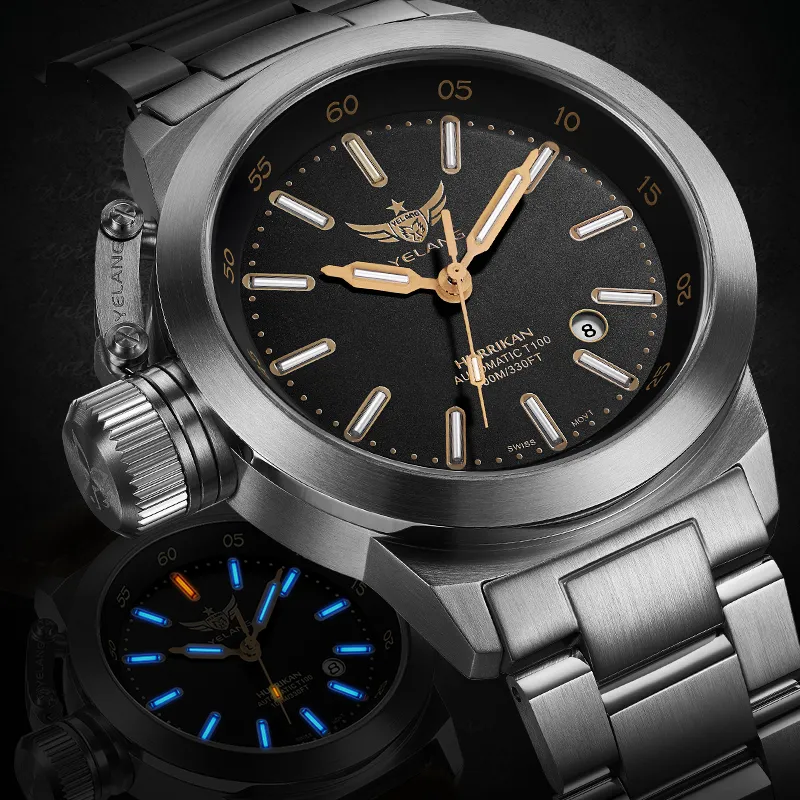 YELANG Automatic Mechanical Movement Stainless Steel Strap Watch Men's Watches Black Dial-8