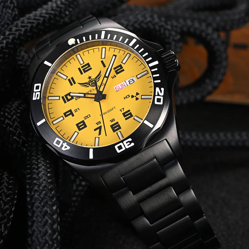 YELANG Automatic Mechanical Movement Watch Men's Watches Yellow Watch Dial-4