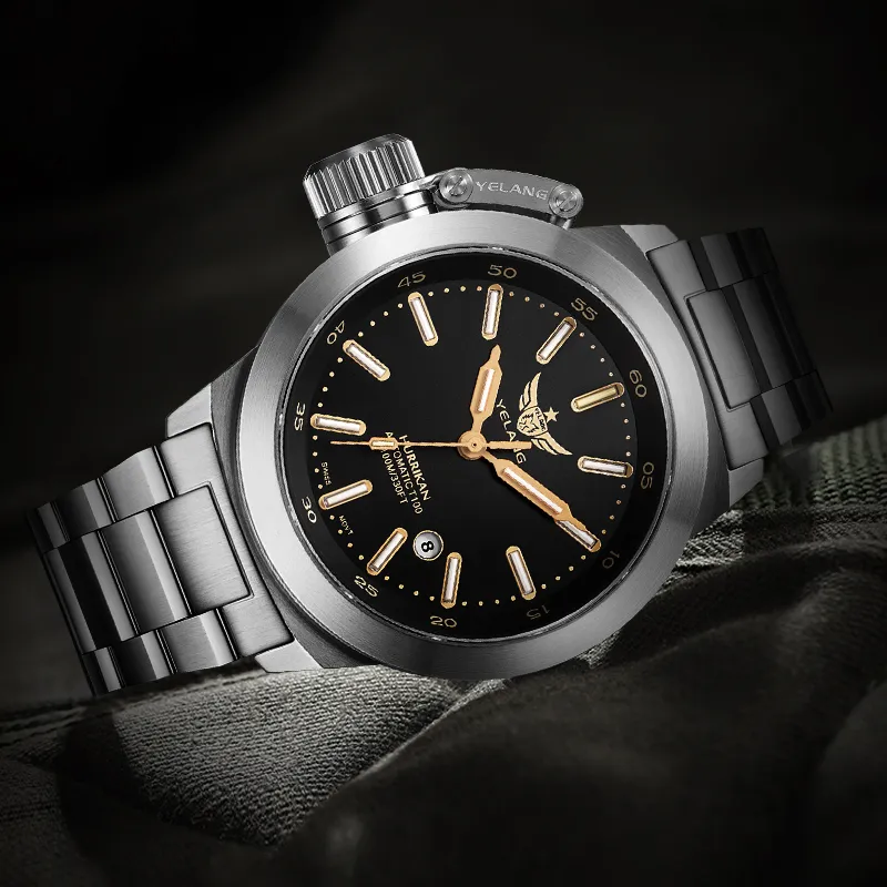 YELANG Automatic Mechanical Movement Stainless Steel Strap Watch Men's Watches Black Dial-10