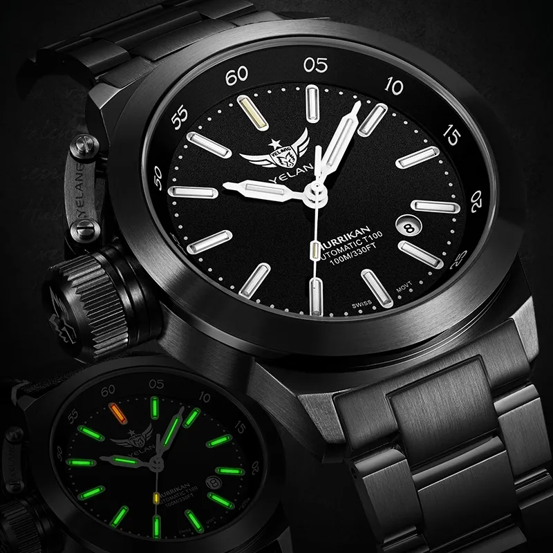 YELANG Automatic Mechanical Movement Stainless Steel Strap Watch Men's Watches Black Dial-25