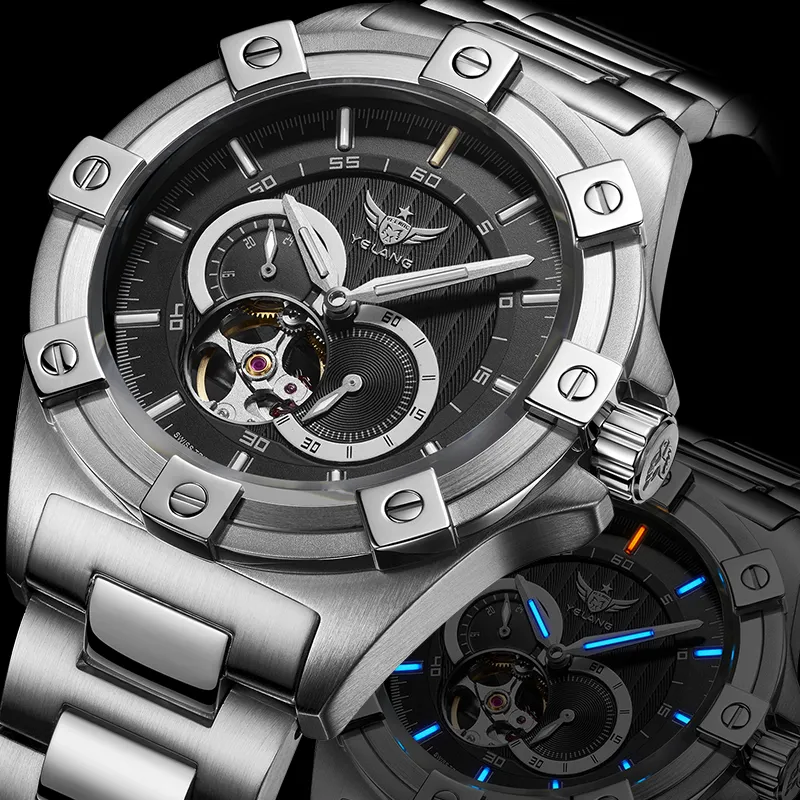 YELANG Automatic Mechanical Movement Watch Men's Watches Black Dial-6