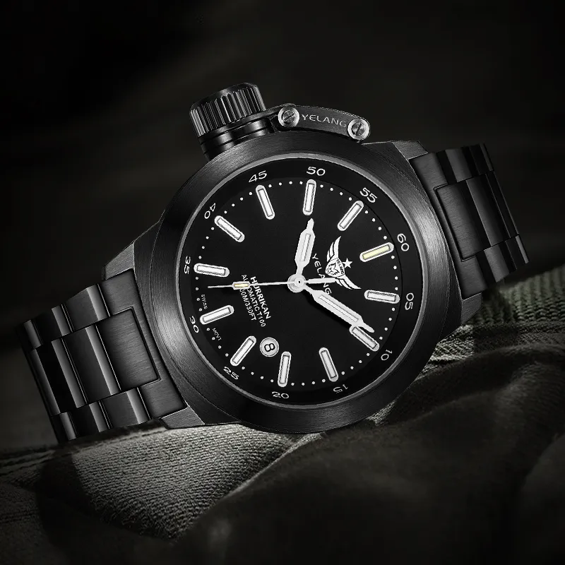 YELANG Automatic Mechanical Movement Stainless Steel Strap Watch Men's Watches Black Dial-20