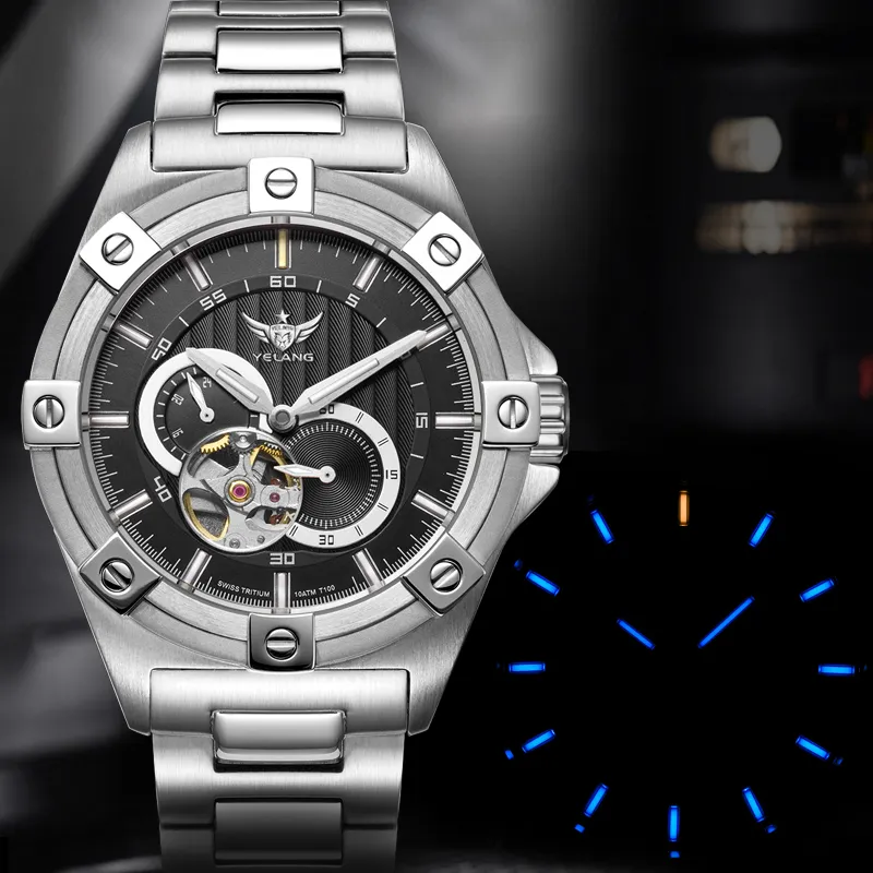 YELANG Automatic Mechanical Movement Watch Men's Watches Black Dial-7
