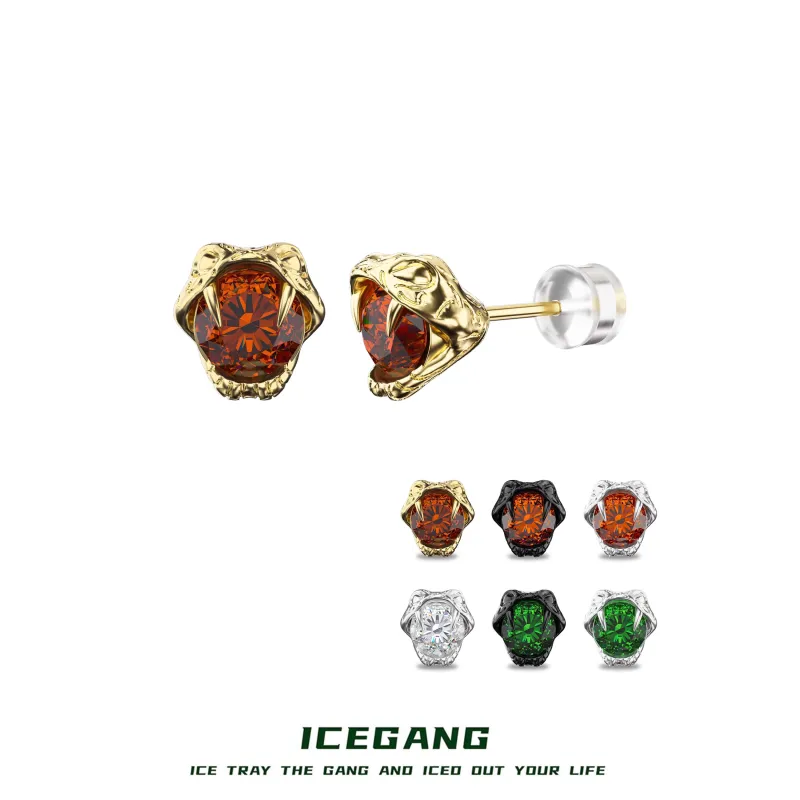 ICEGANG S925 Silver Stud Earrings Unisex-1