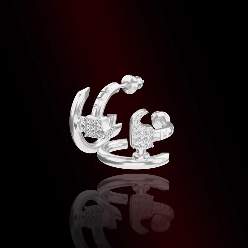 ICEGANG S925 Silver Stud Earrings Unisex-3