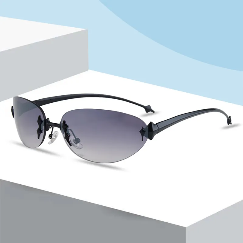MUYKUY Metal Oval Sunglasses Unisex-3