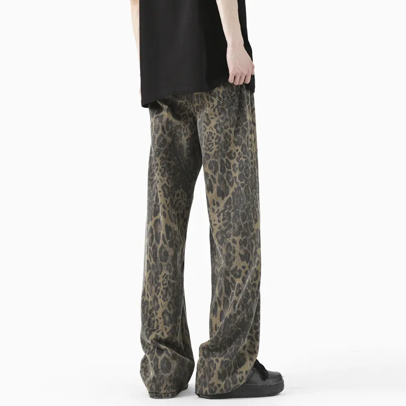OTKSK Jeans Unisex Leopard Print-13
