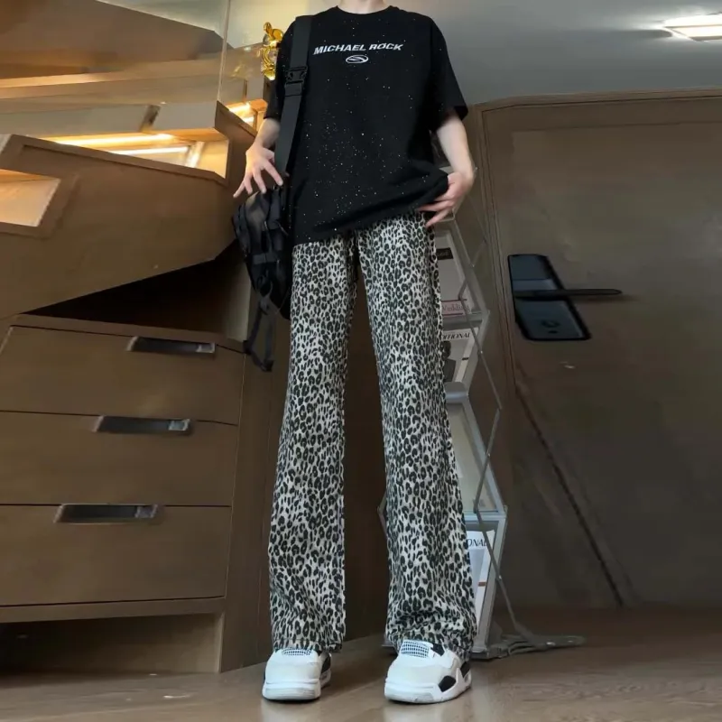 OTKSK Jeans Unisex Leopard Print-3