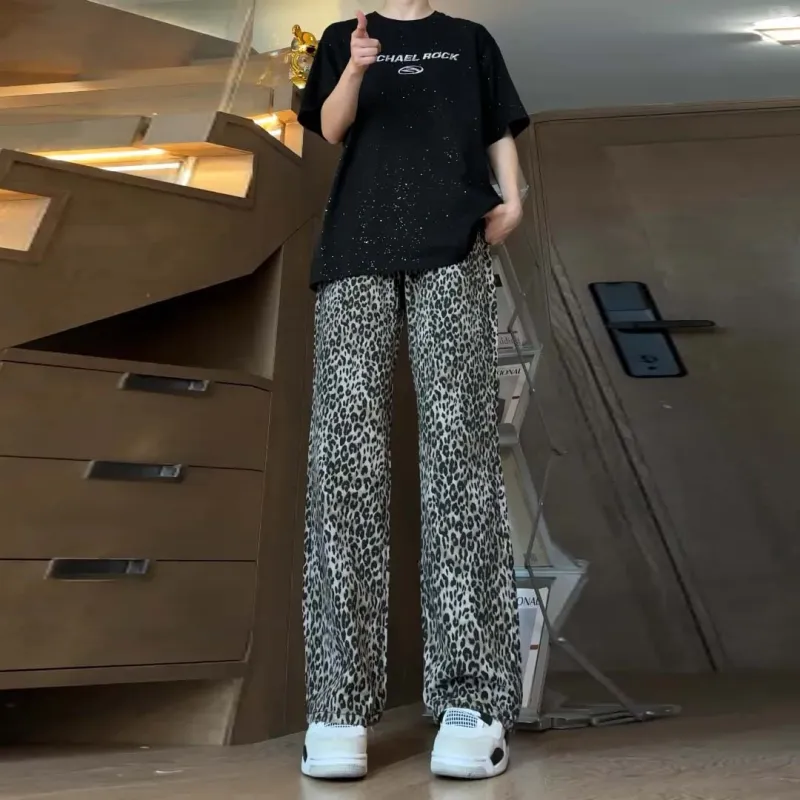 OTKSK Jeans Unisex Leopard Print-4