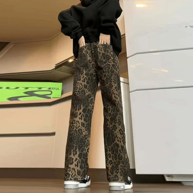 OTKSK Jeans Unisex Leopard Print-3