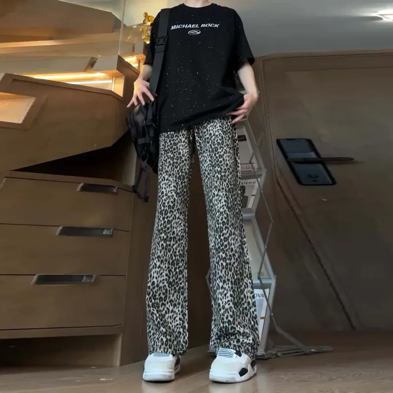 OTKSK Jeans Unisex Leopard Print-2