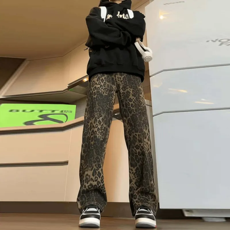 OTKSK Jeans Unisex Leopard Print-4
