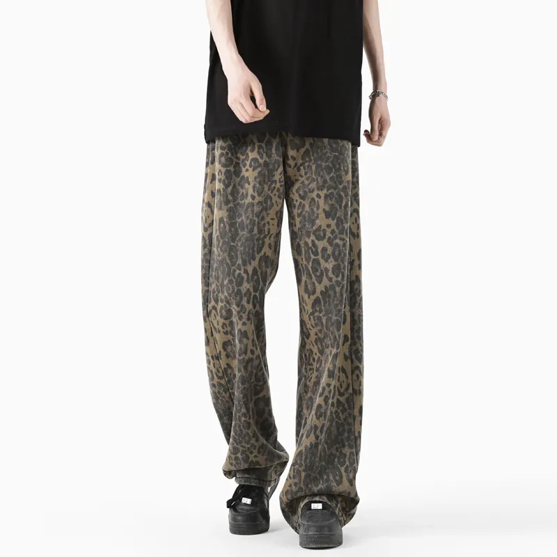 OTKSK Jeans Unisex Leopard Print-14