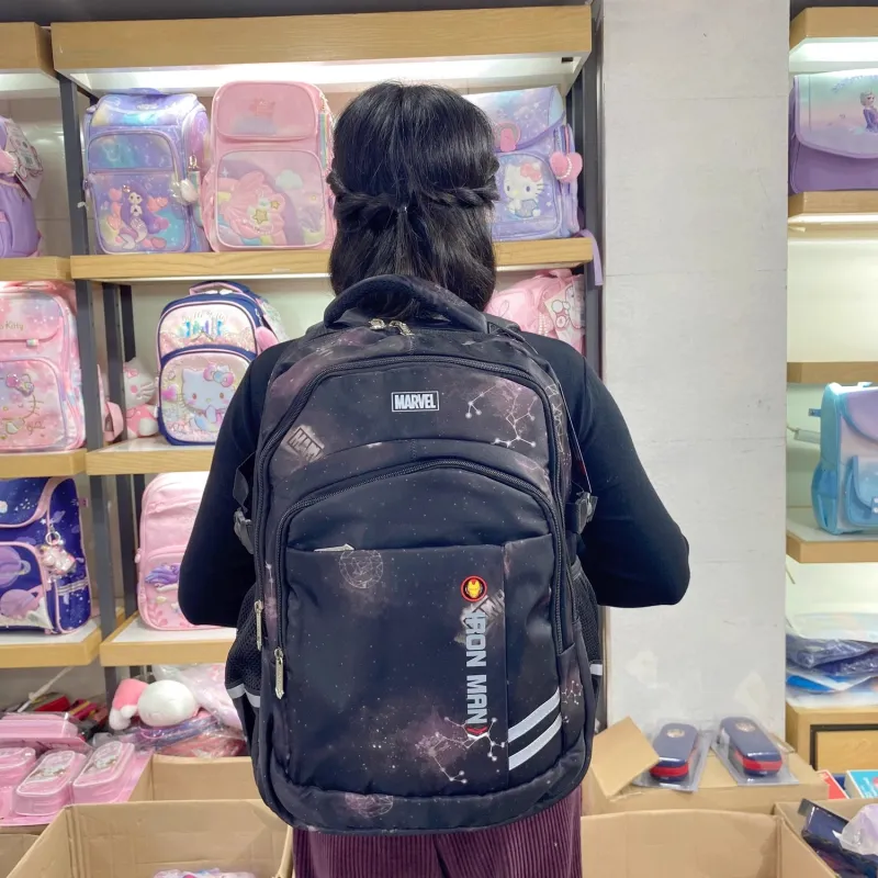 Disney × Marvel Collaboration Polyester Backpack Tubas Unisex Captain America Starry Blue/Iron Man Gray/Spider Man Gray-4