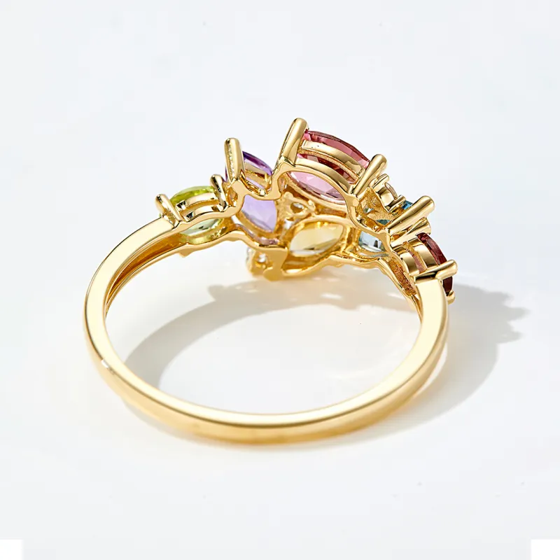 IL&CO. Natural 18K Gold Colored Gemstone Rings Women's-3
