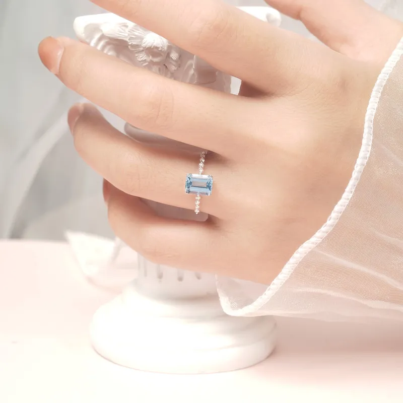 IL&CO. Natural 18K White Gold Rings Women's-4