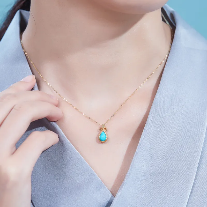 IL&CO. 18K Gold, Diamond, Turquoise Necklaces Women's-5