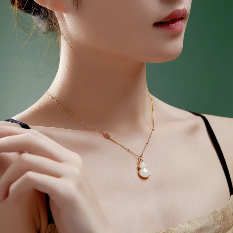 IL&CO. S925 Silver Hetian Jade Pendants Women's Pale Greenish White Jade-5