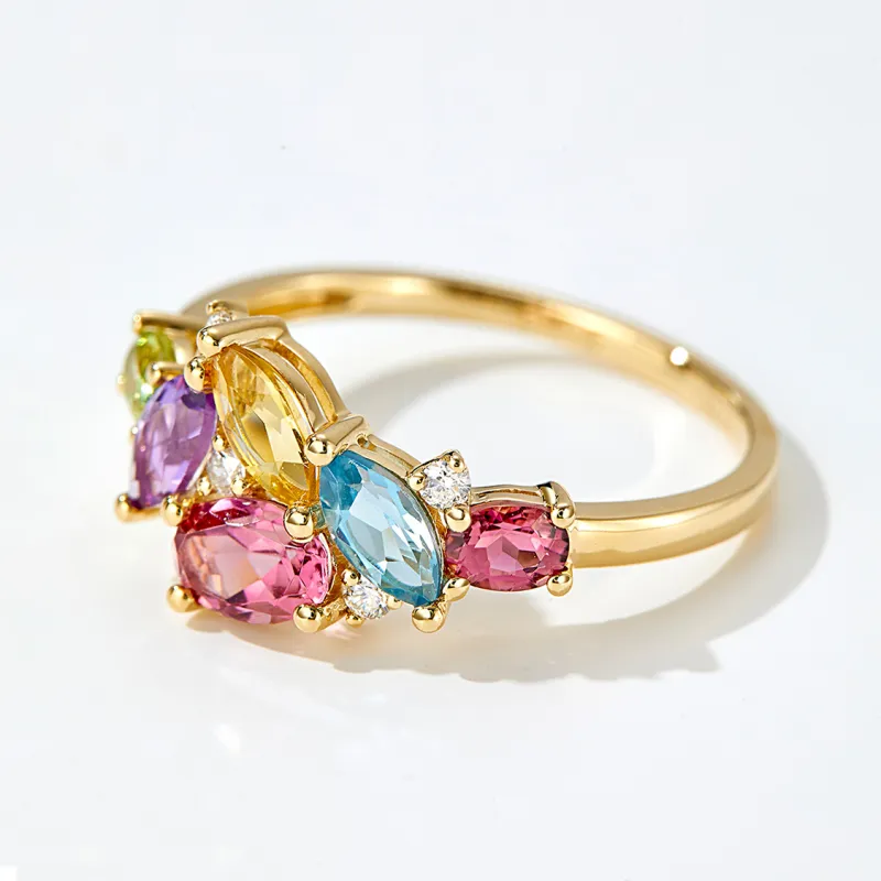 IL&CO. Natural 18K Gold Colored Gemstone Rings Women's-2