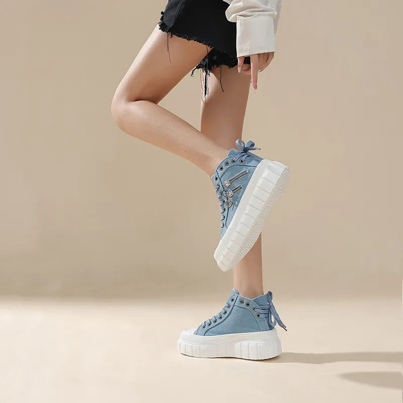 KATHRYN WILSON Wear Resistant Height Increasing High Top Canvas Shoes Women's-2