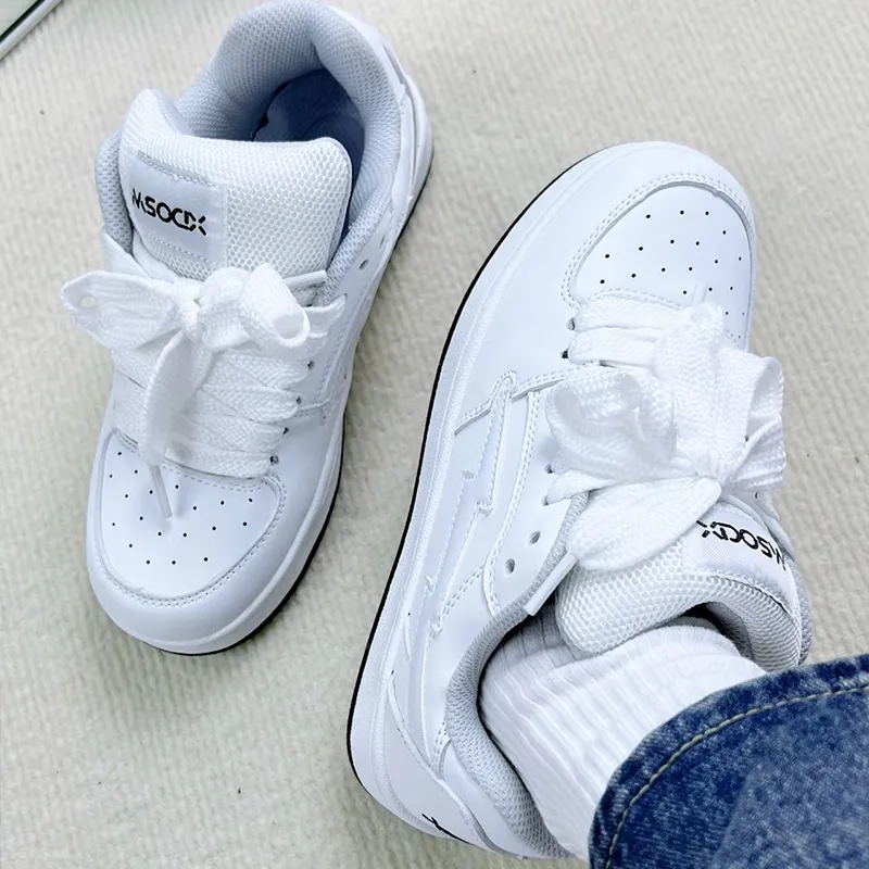 KATHRYN WILSON Height Increasing Abrasion Resistant Lightweight Slip Resistant Low Top Skateboard Shoes Unisex White-12