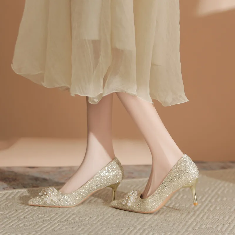 KATHRYN WILSON Slim Heel High Heels 6cm Women's Champagne-6