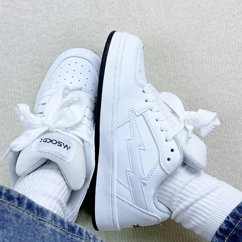 KATHRYN WILSON Height Increasing Abrasion Resistant Lightweight Slip Resistant Low Top Skateboard Shoes Unisex White-6