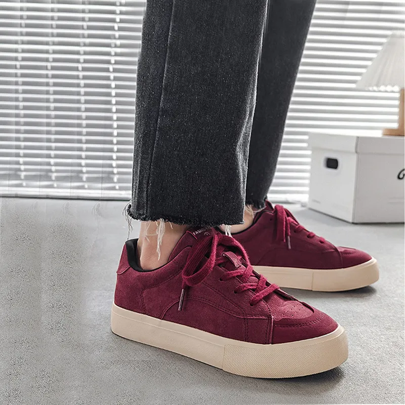KATHRYN WILSON Durable Lightweight And Breathable Low Top Skateboard Shoes Men's Burgundy-2