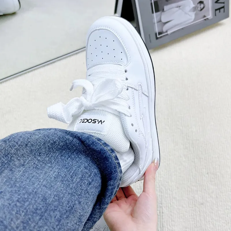 KATHRYN WILSON Height Increasing Abrasion Resistant Lightweight Slip Resistant Low Top Skateboard Shoes Unisex White-13