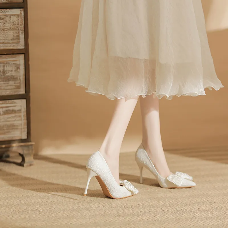 KATHRYN WILSON The Jade Is Soft And Soft Slim Heel High Heels 9cm Women's White-4