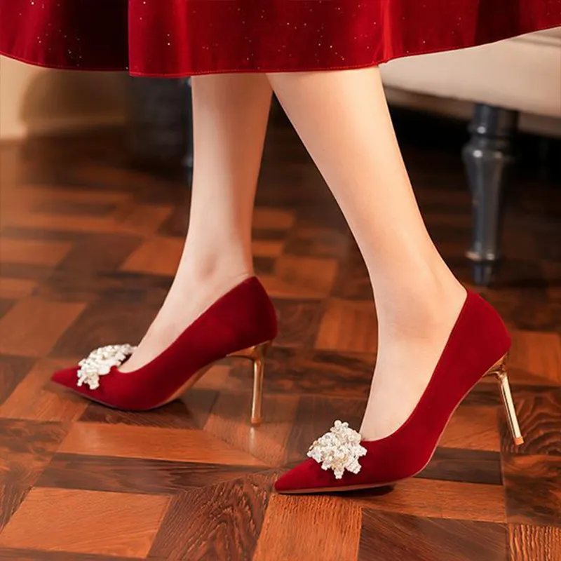 KATHRYN WILSON Slim Heel High Heels Women's Red-4