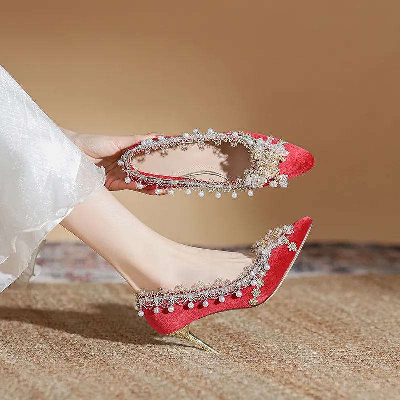 KATHRYN WILSON Slim Heel High Heels Women's Red-4
