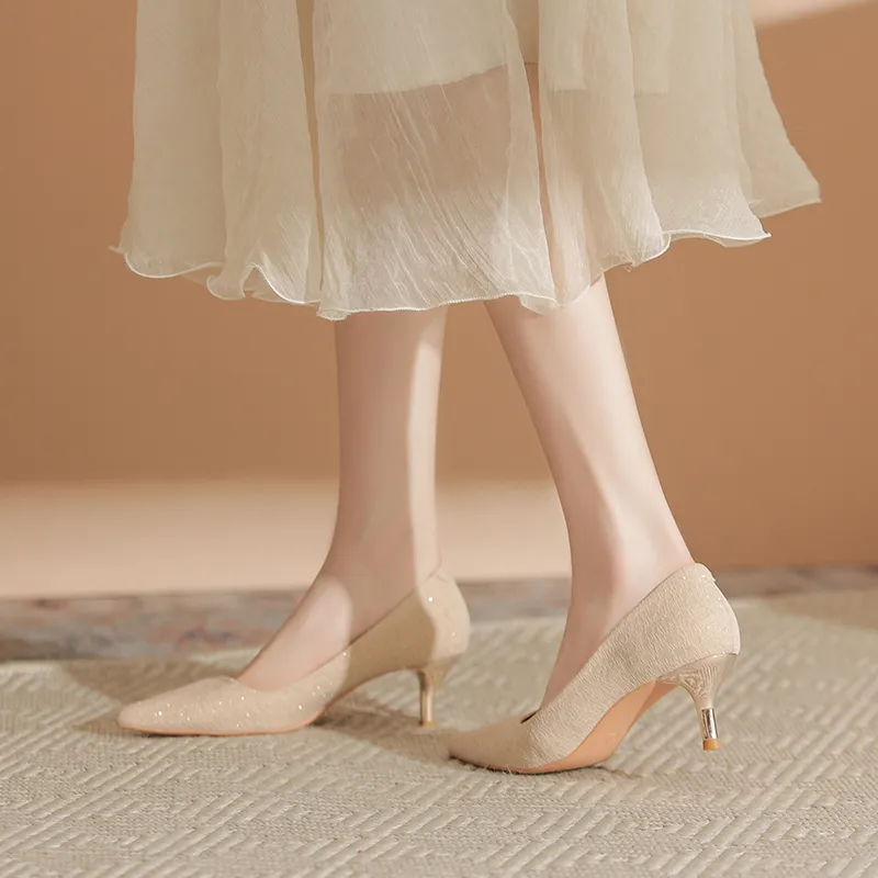 KATHRYN WILSON Slim Heel High Heels Women's Apricot-5