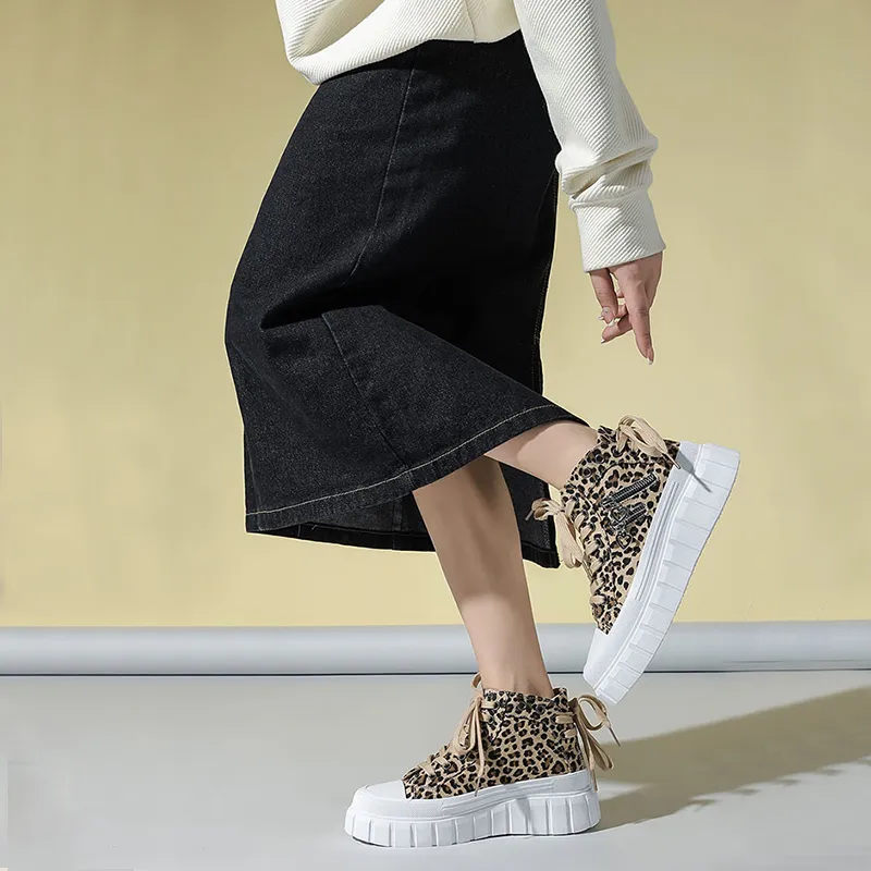 KATHRYN WILSON Wear Resistant Height Increasing High Top Canvas Shoes Women's-8