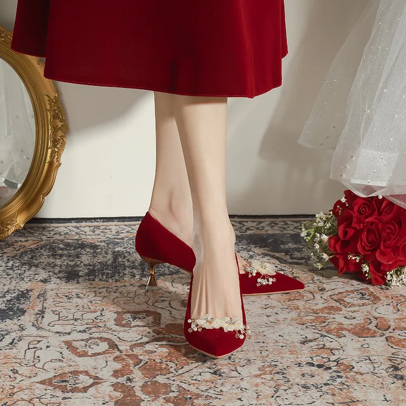 KATHRYN WILSON Slim Heel High Heels Women's Red-3