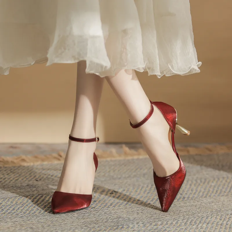 KATHRYN WILSON Slim Heel High Heels Women's Burgundy-3
